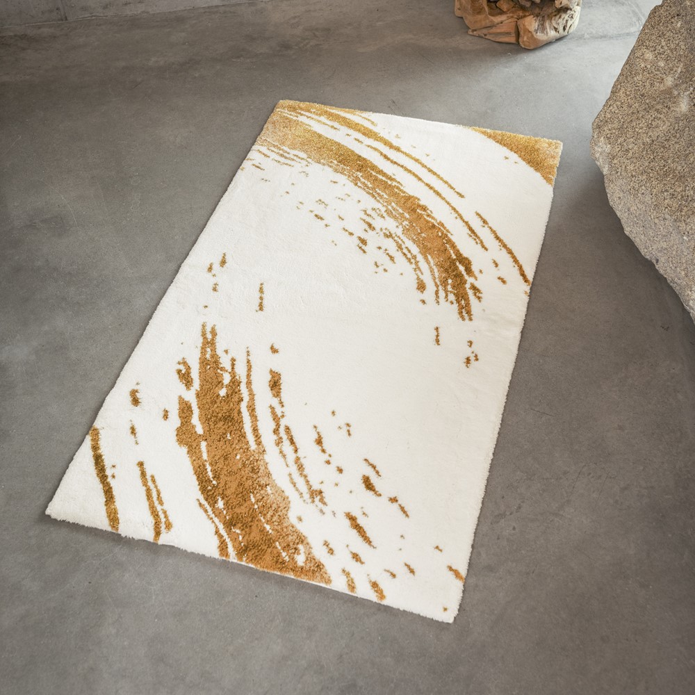 Fortuny Bath Mat 800 by Designer Abyss & Habidecor in Cream Gold